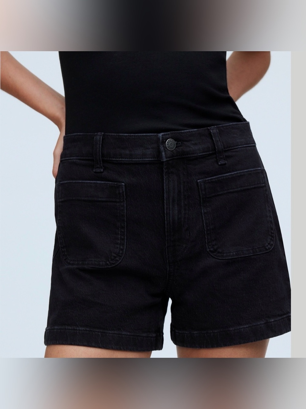 Madewell The Denim Emmett Short Patch Pocket Black, Size 27